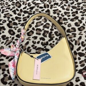 BCBGeneration Yellow Shoulder Bag with Floral Accent